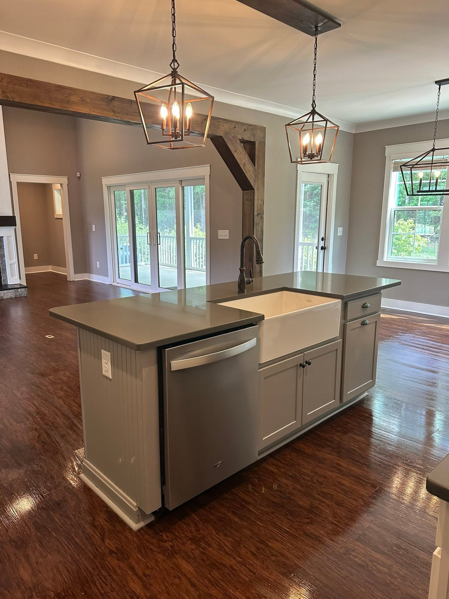 Kitchen island and open living space