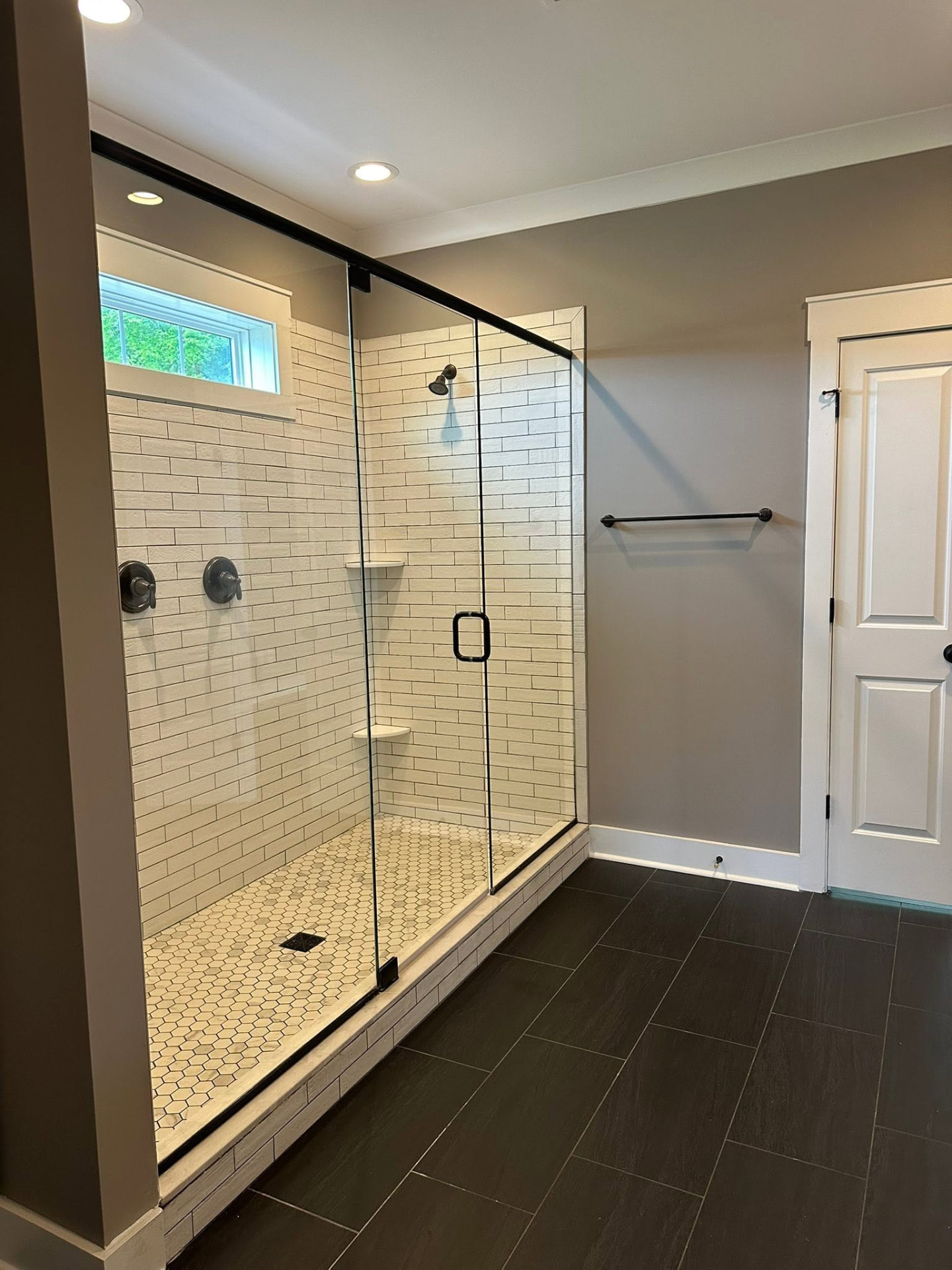 Detailed tile shower cleaning